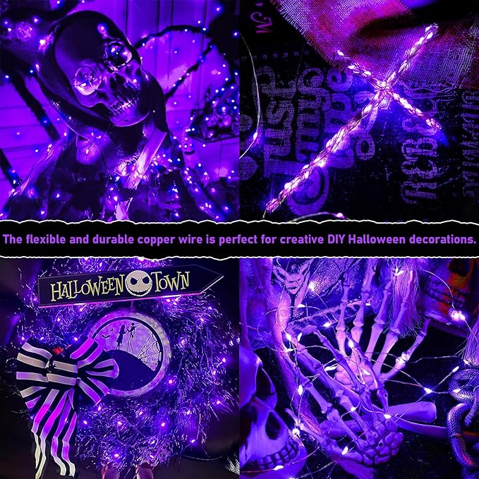 8-Pack Christmas LED String Lights, Waterproof Timer Lights