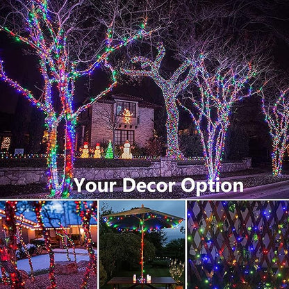 Joomer Battery Christmas Lights, 66ft 200LED Fairy Lights Battery Operated Timer 8 Modes Waterproof for Outdoor Home Garden Party Holiday Christmas Trees Decoration (Multicolor)