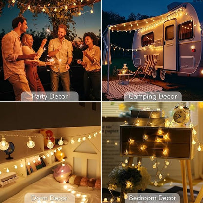 Metaku Globe Fairy Lights Battery Operated 33ft 80LED String Lights with Remote Waterproof Indoor Outdoor Hanging Decorative Christmas Lights for Home Party Patio Garden Wedding