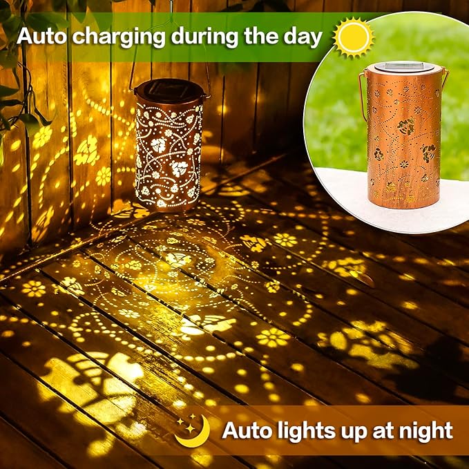 Ladybug Solar Lanterns Outdoor Waterproof Hanging Solar Lights Ladybug Gifts for Women Men Metal Decorative LED Ladybug Lanterns for Garden Decor,Yard,Patio,Lawn,Tabletop,Pathway,Landscape