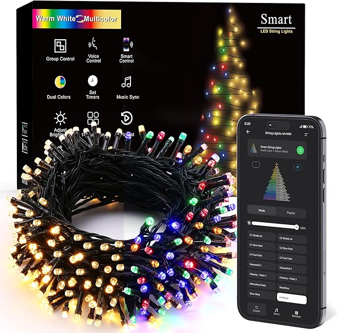 300 LED Christmas Twinkle Lights, 4ft Waterproof for Backyard