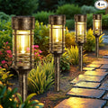 4-Pack Bronze Solar Path Lights, Outdoor Driveway LED