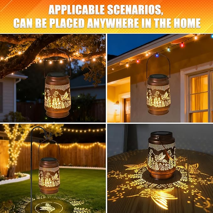 Solar Hummingbird Lanterns, Yard Hanging LED Decor