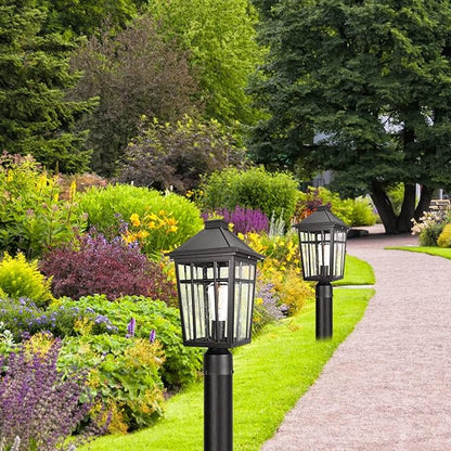 Darkaway 2pcs Large Outdoor Post Lights Lamp, 17inch Waterproof Aluminum Post Lamp with Glass, Fence Post Deck Lighting for Patio Pathway