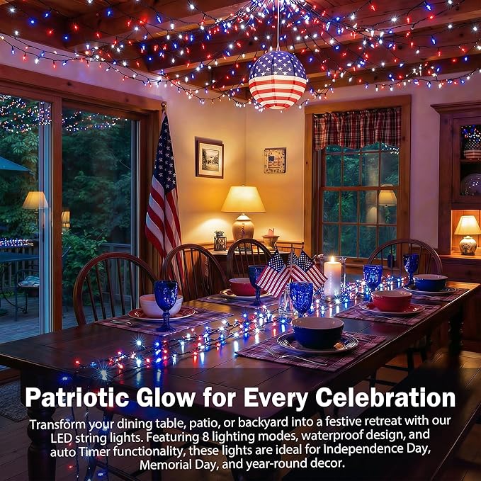 Christmas Patio String Lights, 66ft 200 LED Waterproof