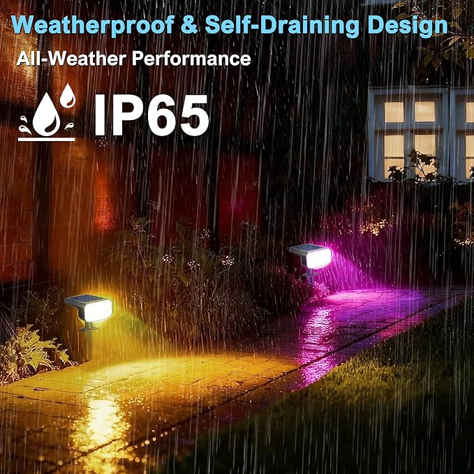 Color Changing Solar Spot Lights Outdoor Waterproof IP65,9 Lighting Modes Multicolor RGB Christmas Spotlight for Porches Yard Gardens Landscape Deconrations-8 Pack