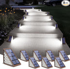 8-Pack Cool White Deck Solar Lights, Waterproof LED