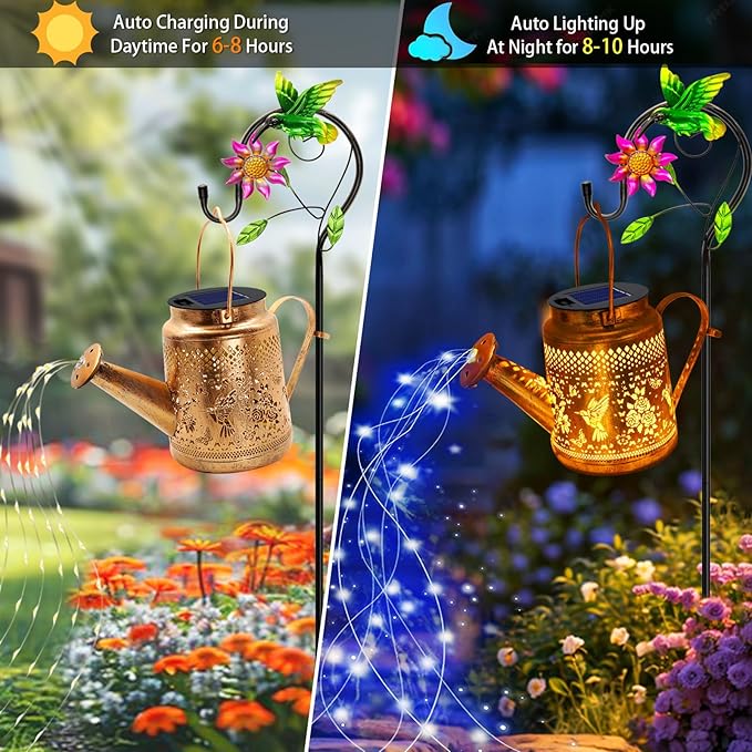 Hummingbird Solar Hanging Lanterns, Rustic Patio Decor