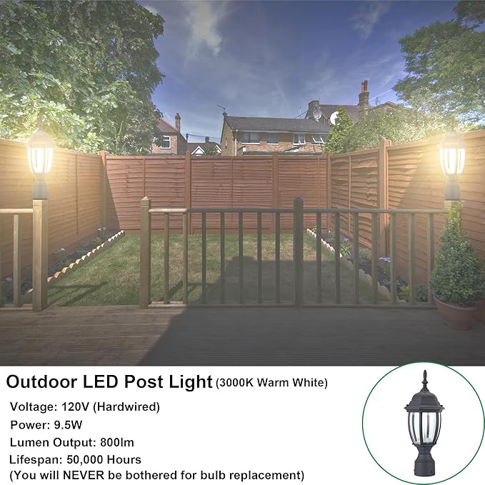 Outdoor Post Lighting Fixture, Warm White Weatherproof Post Light