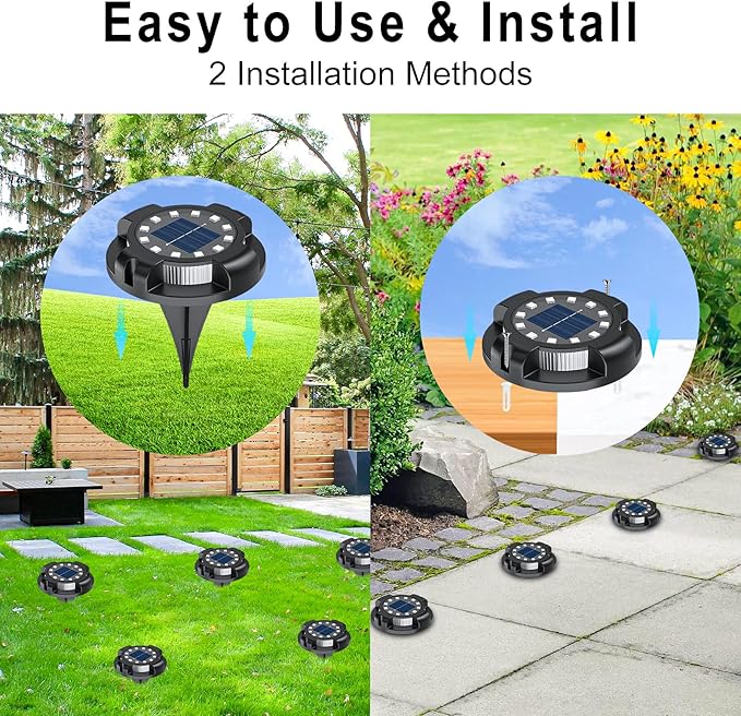 12-Pack Blue In-Ground Solar Lights, Flat LED Walkway