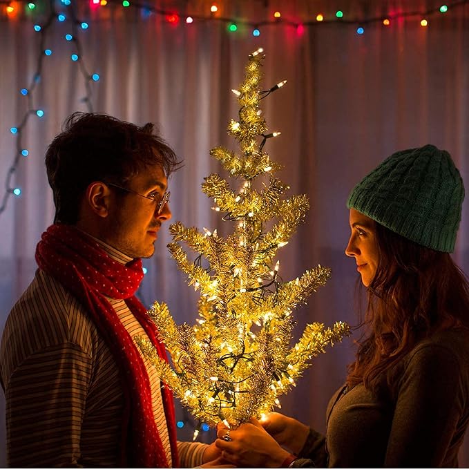 33ft 100 LED Battery Operated Warm White Christmas Tree Lights 8 Modes String Lights with Timer Indoor Outdoor for Christmas Tree Halloween Holiday Party Bedroom Classroom Decoration