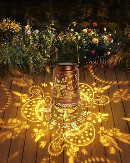 Mushroom Gifts for Women Mushroom Decor Solar Lantern Birthday Gifts Mothers Day Gifts for Mom Grandma Sister Friend Garden Decor Metal Solar Lights Outside Decor for Backyard Patio Porch Lawn Pathway