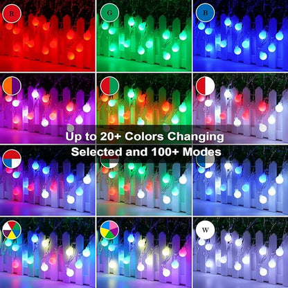 OMIKA 33FT Connectable Globe String Lights Indoor, 24 Color Changing Fairy Lights Plug in with Remote, 60 LEDs 128 Modes Christmas Lights Outdoor Waterproof for Tent Camping Bedroom Party Xmas Decor