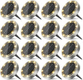 16-Pack Solar Ground Disk Lights, Warm White Waterproof LED