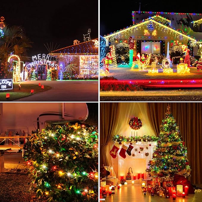 100 LED Christmas Twinkle Lights, 33ft Waterproof for Patio