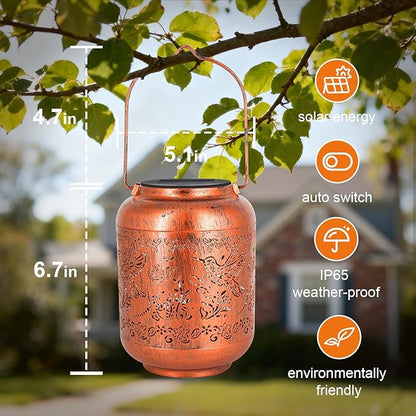 Hummingbird Solar Lanterns Outdoor Waterproof Gifts for Women Mom Grandma Garden Decor Metal Hanging Solar Lights for Yard Hummingbird Birthday Mothers Day Gardening Gifts