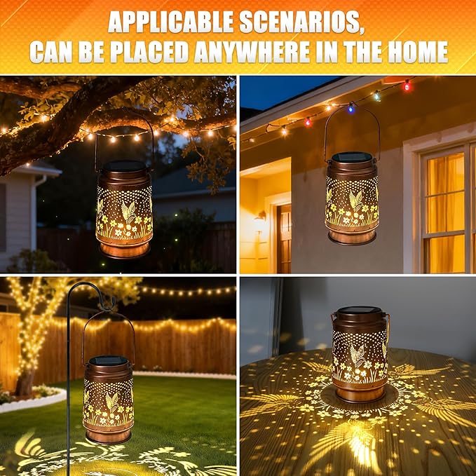 Hummingbird Solar Lantern Outdoor Decorative Solar Lanterns for Garden, Patio, Backyard, and Porch - Waterproof Hanging Lantern for Outside - Perfect Gifts for Women