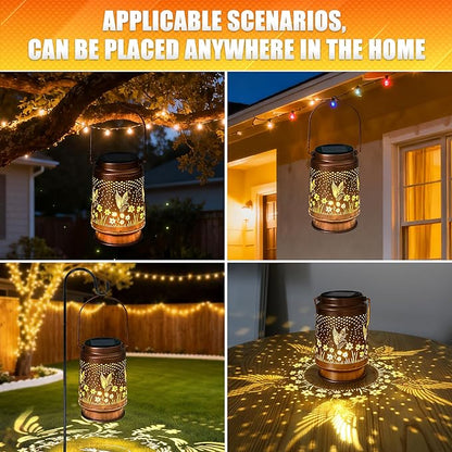 Hummingbird Solar Lantern Outdoor Decorative Solar Lanterns for Garden, Patio, Backyard, and Porch - Waterproof Hanging Lantern for Outside - Perfect Gifts for Women