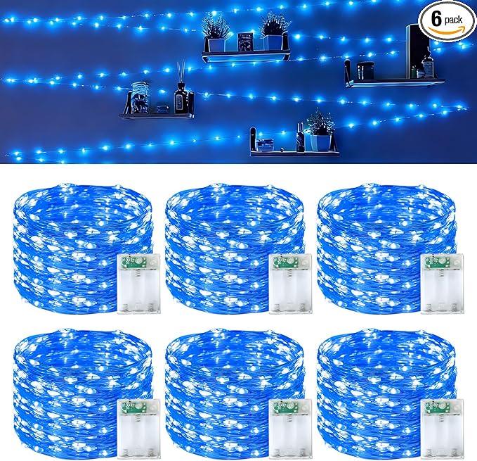 6-Pack 16ft LED Patio String Lights, Waterproof Outdoor
