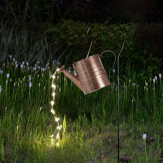 Solar Watering Can Lights Outdoor Garden Decor Metal Kettle Art Decorative Waterproof Hanging Light for Yard Lawn Patio Gardening Decorations