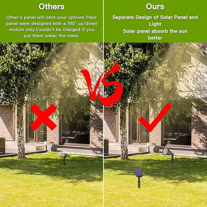 MEIHONG Solar Spot Lights, Warm White Lights with Separate Panel, Solar Tree Light Waterproof Outdoor Landscape Lights Dusk to Dawn for Garden Walkway(2 Pack)