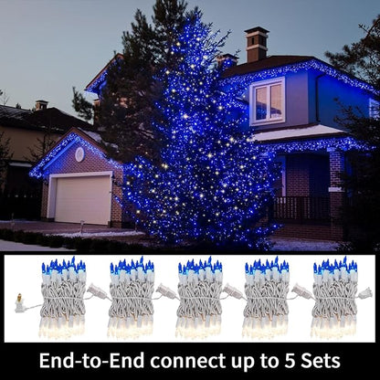 LAMPHOME Blue Clear Christmas String Lights, 100 ct 20FT Incandescent Mini Fairy Lights Set, UL Certified White Wire Lights for Indoor Outdoor Halloween Holiday Home Xmas Tree Patio Décor