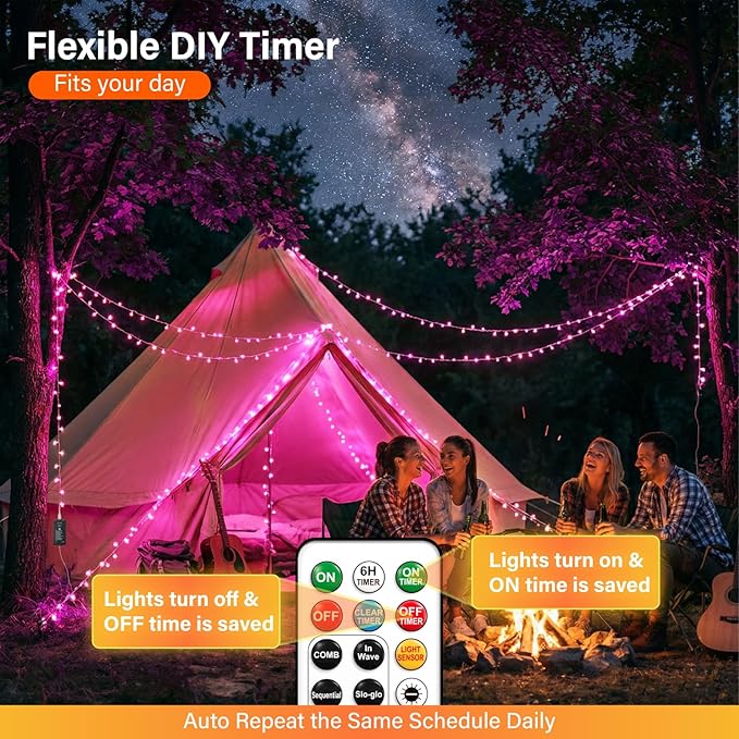 Christmas String Lights, 66ft 200 LED Waterproof Twinkle Lights