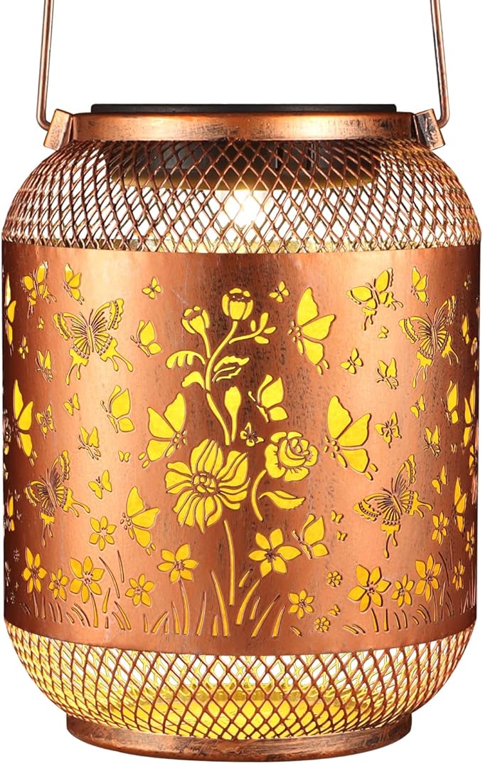 Butterfly Solar Lantern Set, Rustic Patio Lighting