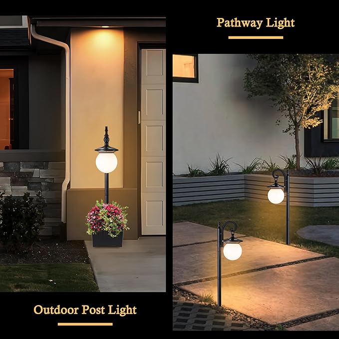 Black Solar Lamp Post Light, Outdoor Post Lighting