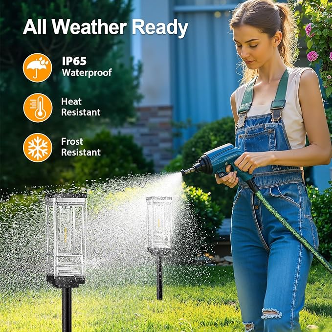 2 Pack Solar Lights Outdoor Pathway, Up to 15 Hrs Brighter LED Path Light Waterproof, Luxury Tall Solar Outdoor Light for Garden Yard Walkway Driveway Landscape, Warm White