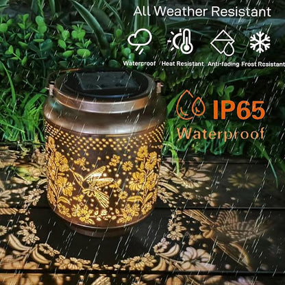 Hummingbird Solar Lanterns Outdoor Waterproof Hanging,Garden Decor Metal Watering can Lights,Solar Lights Hummingbird Gifts for Women Mom Decorative Lanterns for Patio,Lawn,Porch,Pathway,Garden Deco