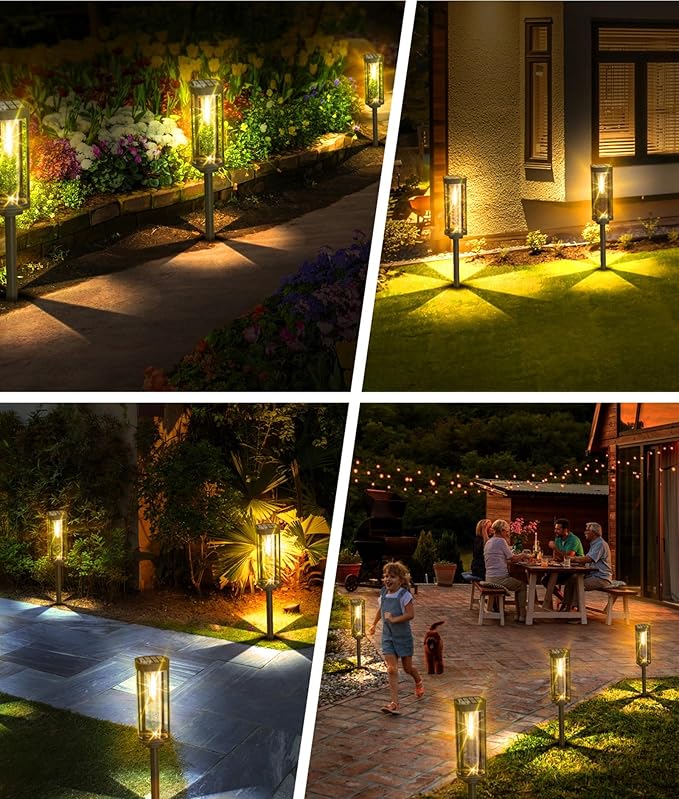 Solar Pathway Lights Outdoor 6 Pack, Bright Solar Path Lights Outside Waterproof, Walkway Light Solar Powered Landscape Lights for Driveway Lawn Patio Sidewalk Yard