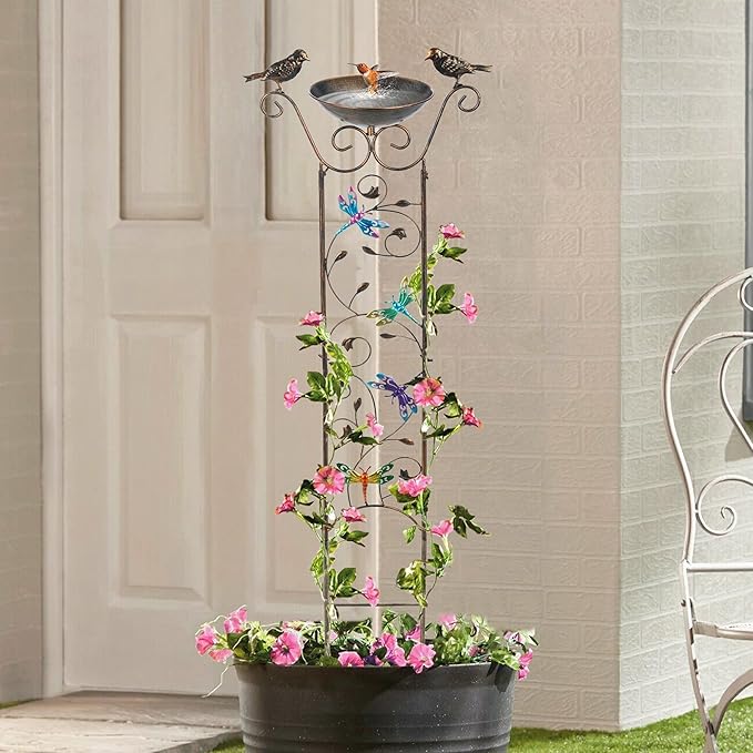 40" Freestanding Bird Bath, Heavy-Duty Metal