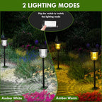 2-Pack Warm White Solar Path Lights, Outdoor Driveway LED