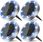 4-Pack Blue In-Ground Solar Lights, Flat LED Landscape