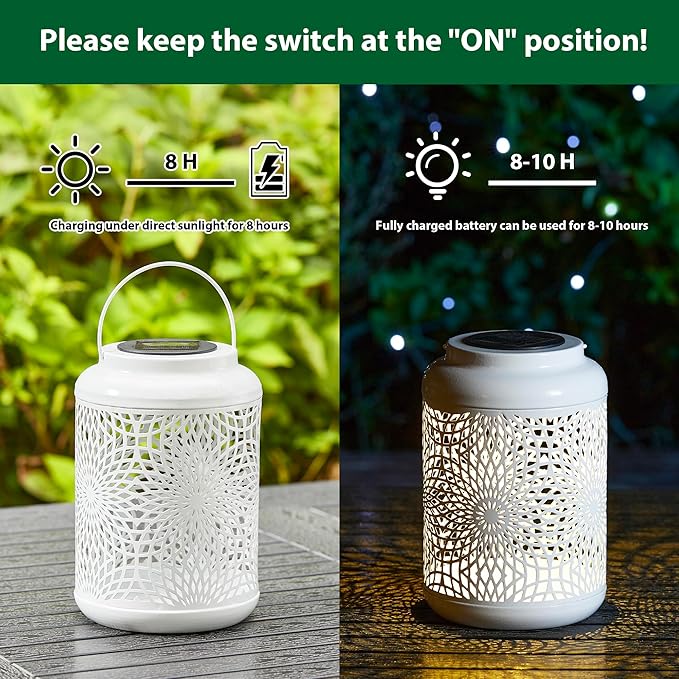 Backyard Solar Hanging Lanterns, Metal Outdoor Decor
