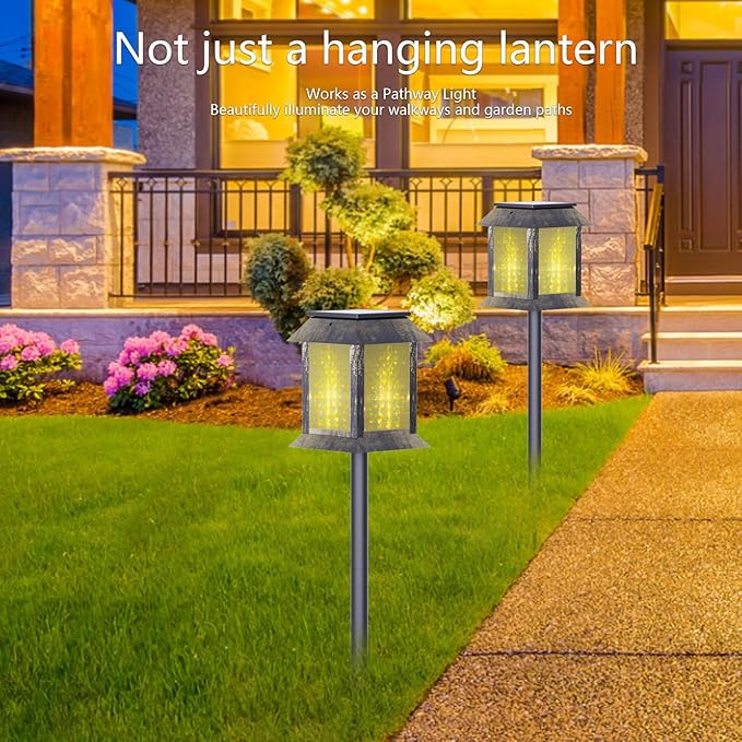 Courtyard Solar Hanging Lanterns 2-Pack, Charming Backyard Decor