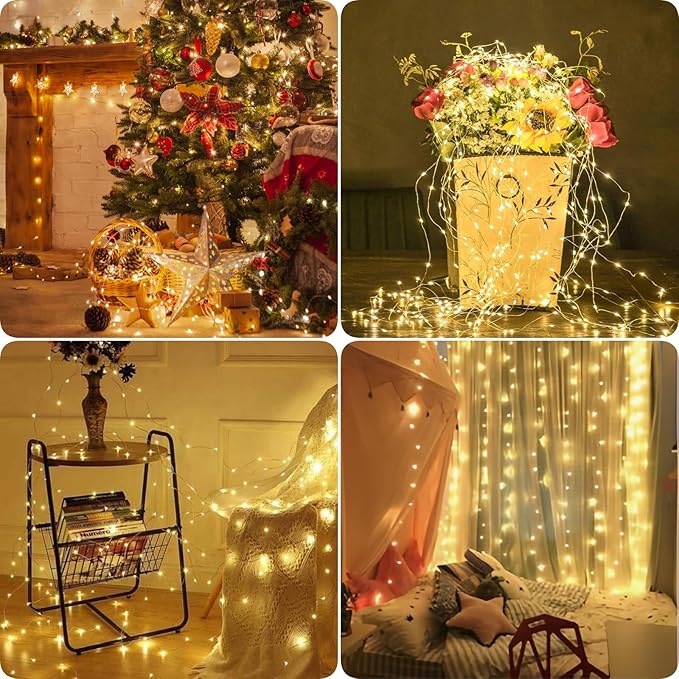 24-Pack Christmas LED String Lights, Waterproof Timer Lights