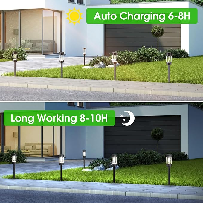 Solar Walkway Path Lights 12-Pack, Waterproof