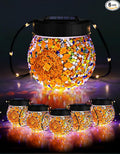 6-Pack Globe Solar Porch Lanterns, Metal Waterproof LED