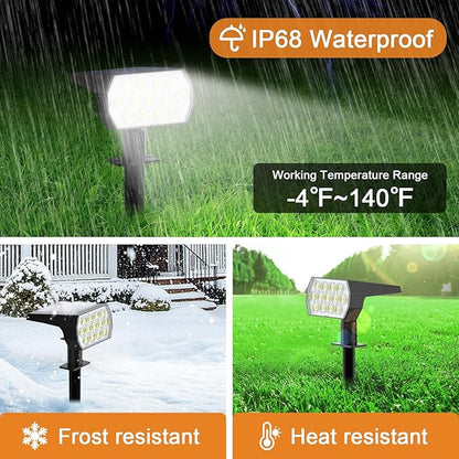 WELALO Solar Spot Lights Outdoor, [2 Pack/65 LED/3 Modes] Solar Landscape Spotlights, Solar Powered Security Lights, IP68 Waterproof Wall Lights for Outsides Walkway Yard Garden Driveway(Cool White)