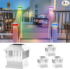 4-Pack RGB Solar Fence Post Lights, Outdoor LED Caps