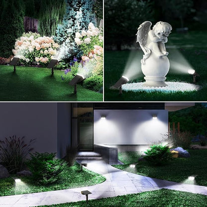 Linkind Solar Lights Outdoor Waterproof IP65, StarRay Dusk-to-Dawn Outdoor Solar Lights, 3 Lighting Modes Solar Spot Lights Outdoor for Garden, Yard, Landscape (Daylight, 2 Pack)