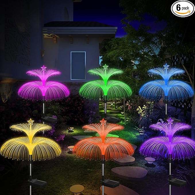 6-Pack Solar Path Lights, Outdoor Driveway LED