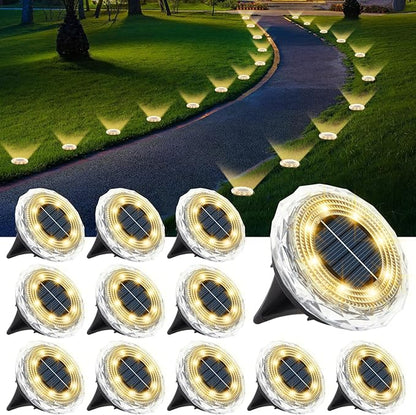 echosari Solar Ground Lights 12 Pack, Upgraded Solar Garden Lights Auto ON/Off Landscape Lighting Outdoor In-Ground Lights Waterproof Long Lasting for Pathway Walkway Patio (Warm White)
