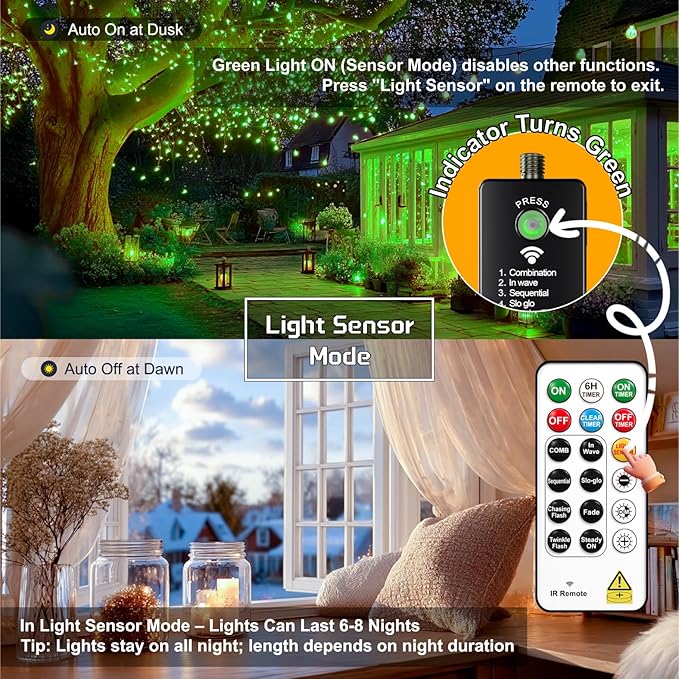 HXWEIYE Rechargeable Fairy Lights with Remote, 2 Pack 33ft 100LED Twinkle Lights with DIY Timer & Light Sensor, Waterproof Outdoor String Lights for Bedroom Patio Christmas Tree Decor, Green
