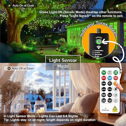 HXWEIYE Rechargeable Fairy Lights with Remote, 2 Pack 33ft 100LED Twinkle Lights with DIY Timer & Light Sensor, Waterproof Outdoor String Lights for Bedroom Patio Christmas Tree Decor, Green