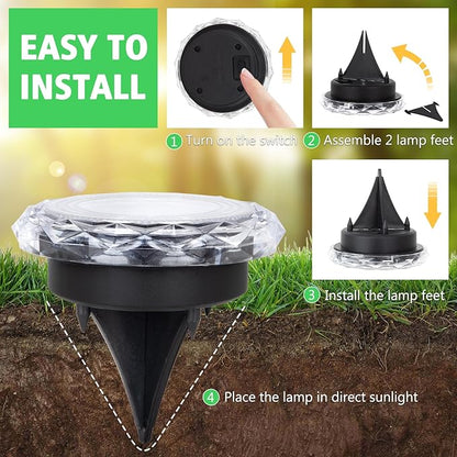 echosari Solar Ground Lights 6 Pack, Upgraded Solar Garden Lights Auto ON/Off Landscape Lighting Outdoor In-Ground Lights Waterproof Long Lasting for Pathway Walkway Patio (Warm White)