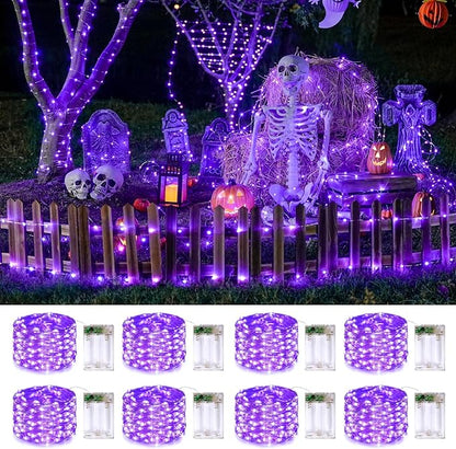 8-Pack Christmas LED String Lights, Waterproof Timer Lights