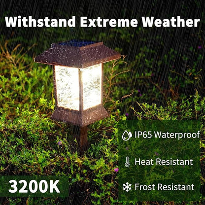 6Pack Solar Pathway Lights Outdoor Waterproof IP65, Solar Lights Outdoor with Hook, Upgraded 1000mAH Battery, Up to 12Hrs, Auto On/Off, Garden Decor for Yard, Driveway, Walkway (LED)